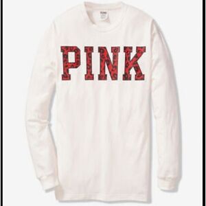 Victorias Secret PINK Oversized Long Sleeve Campus Tee Top Pullover Crew Neck XS